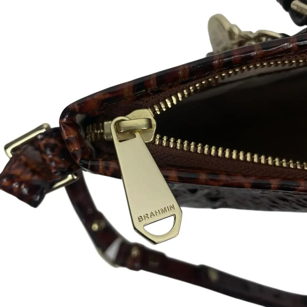Brahmin Mini Asher Tote Satchel Bag Pecan Melbourne Brown Croc Embossed